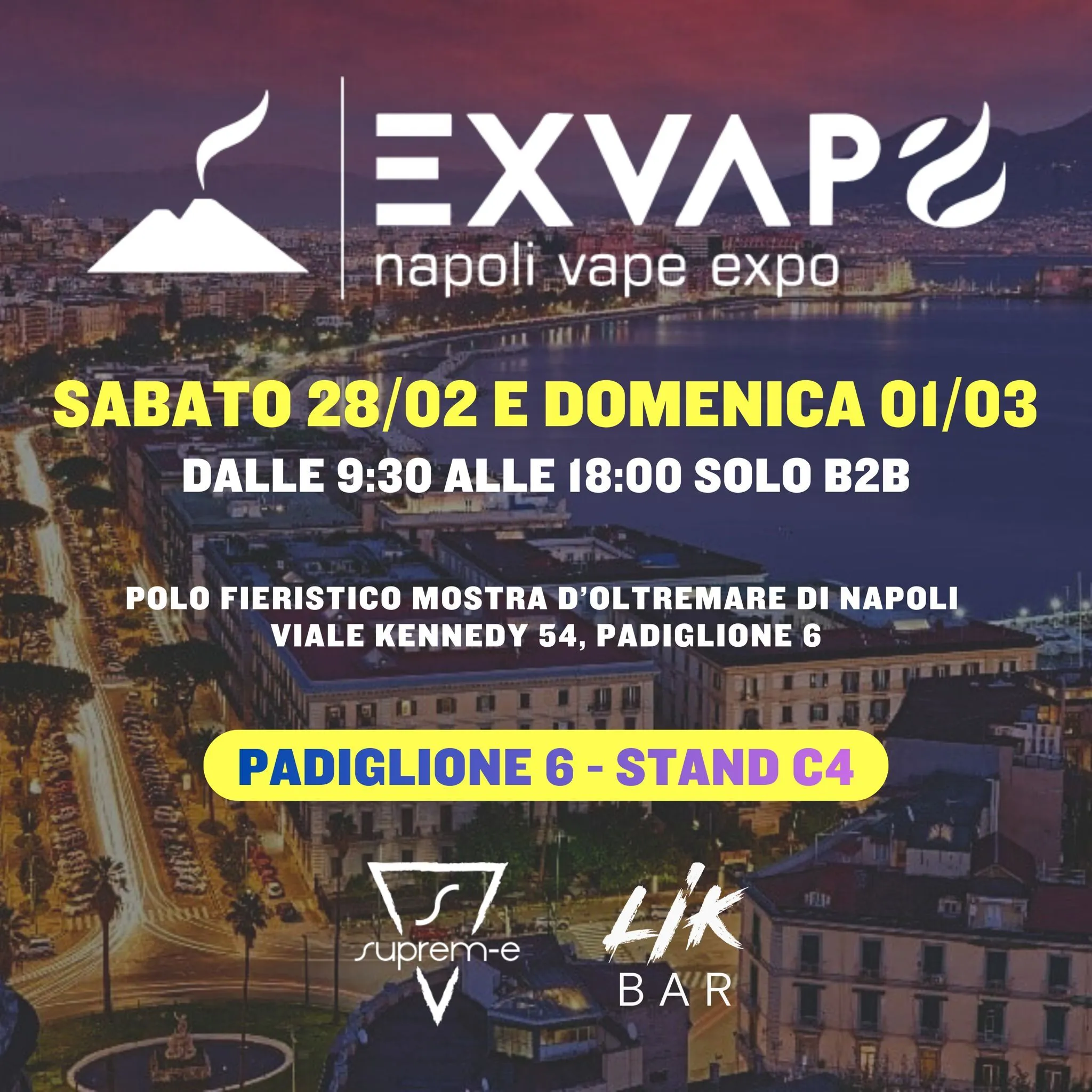 Suprem-e e Lik Bar al EXVape 2026 di Napoli: Ti Aspettiamo al Padiglione 6, Stand C4
